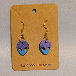 Handmade Alien Earrings - Blue and Purple